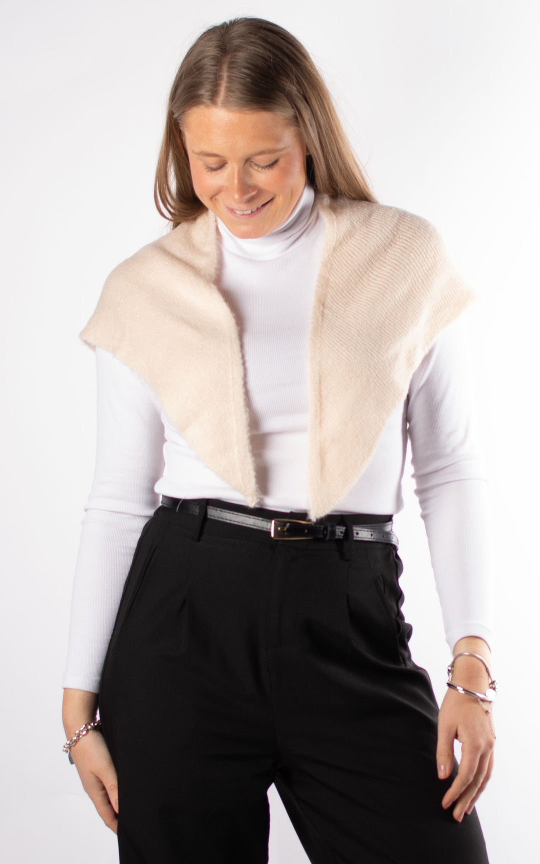 Knitted Triangle Scarf | Plain | Pale Nude
