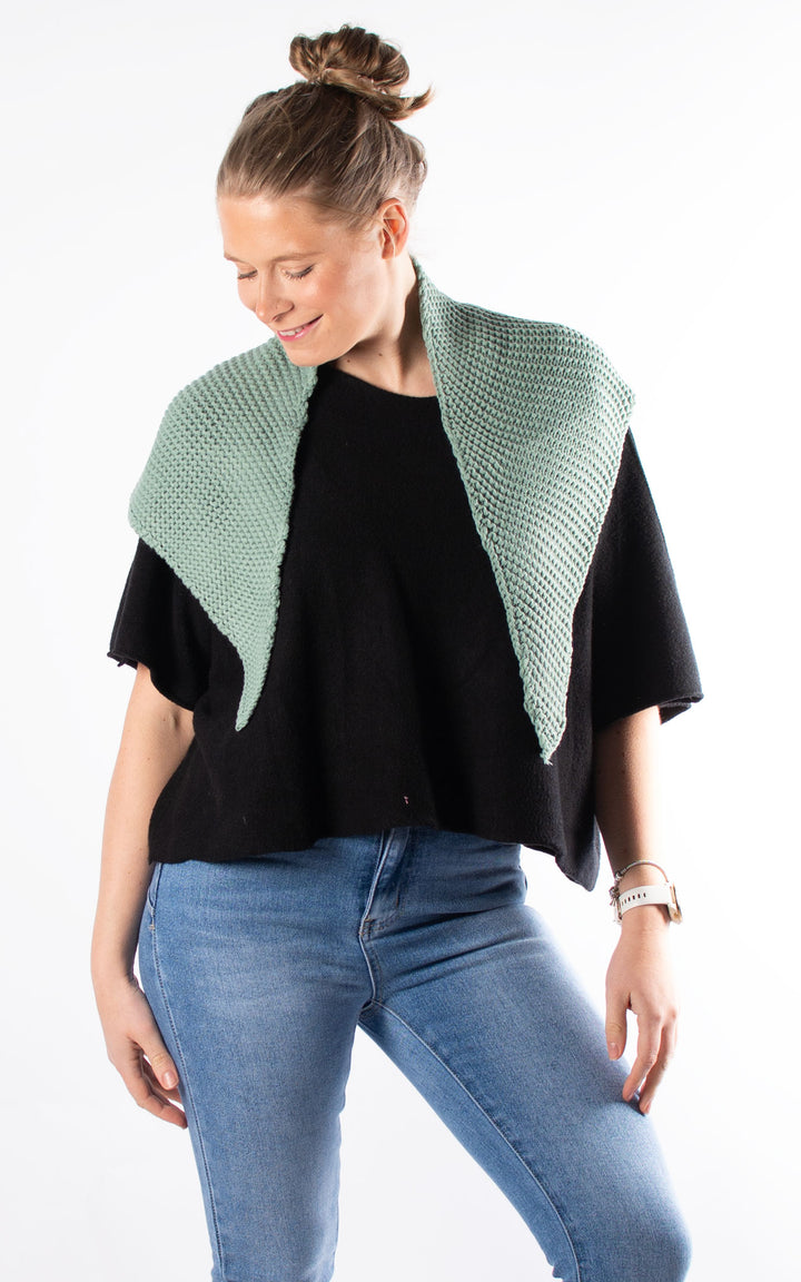 Knitted Triangle Scarf |Sea Green