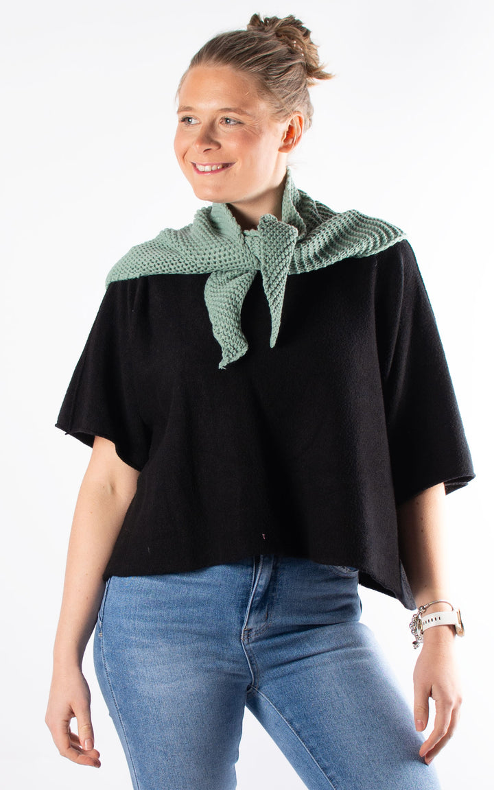 Knitted Triangle Scarf |Sea Green