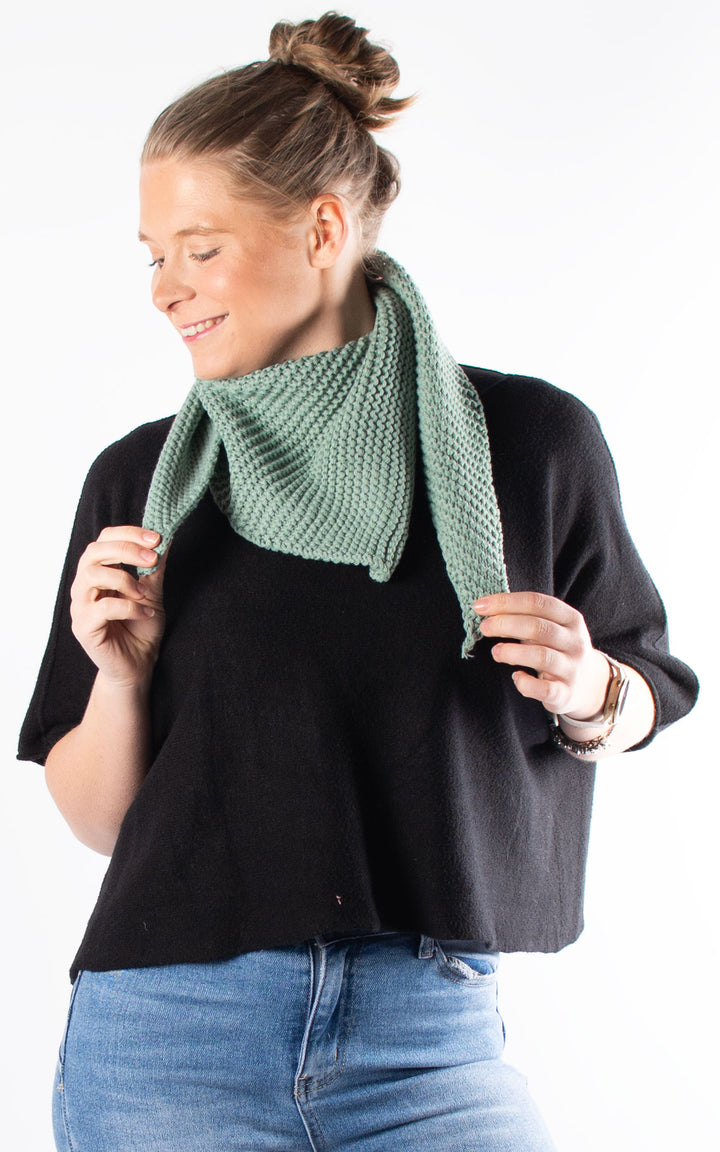Knitted Triangle Scarf |Sea Green