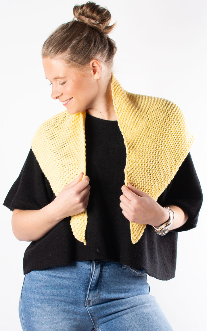 Knitted Triangle Scarf | Yellow