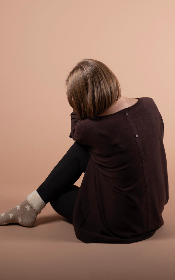 Kori Button Back Top | Chocolate