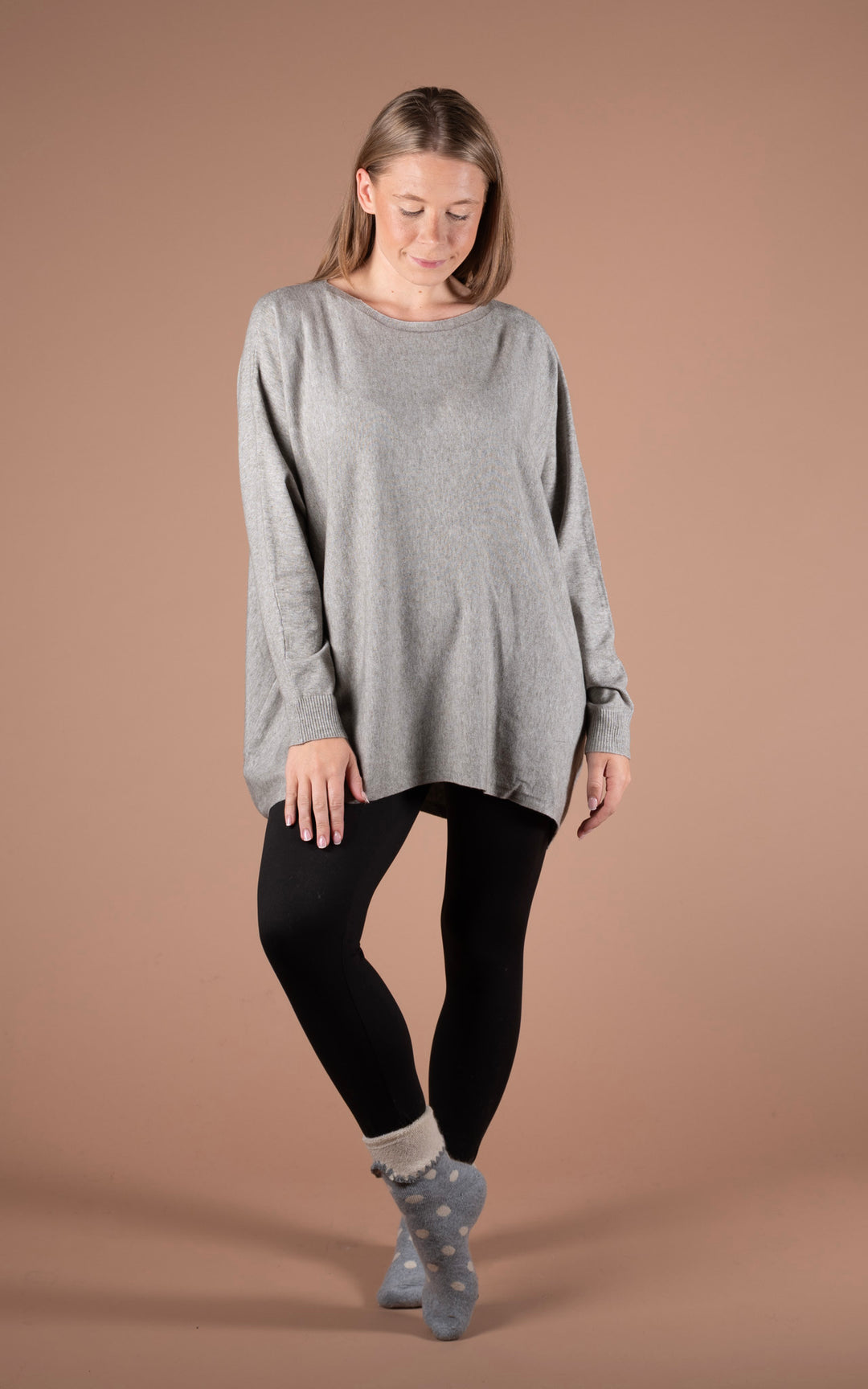 Kori Button Back Top | Grey