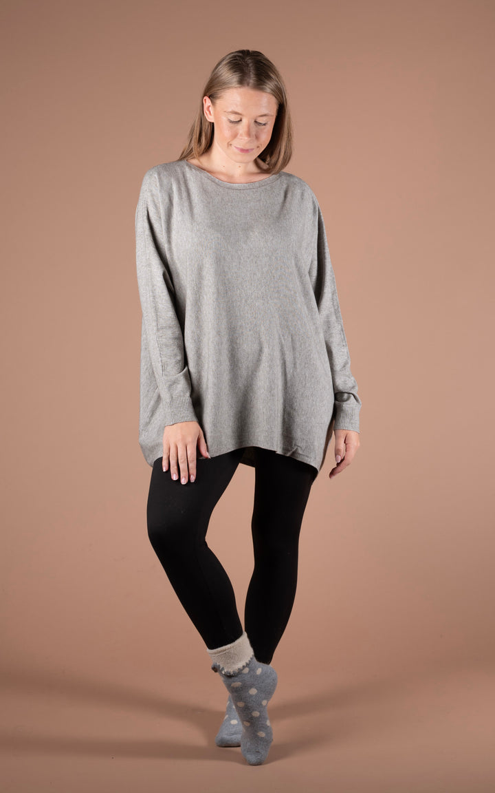 Kori Button Back Top | Grey