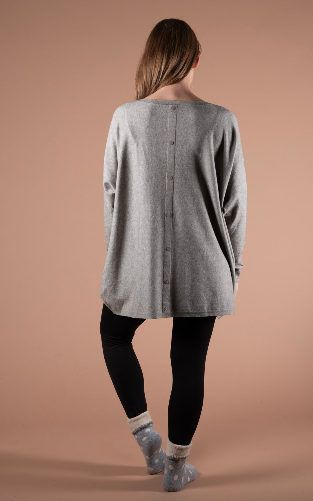 Kori Button Back Top | Grey