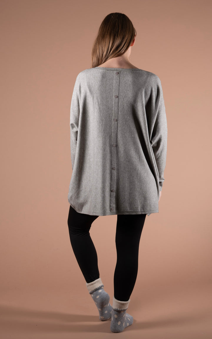 Kori Button Back Top | Grey