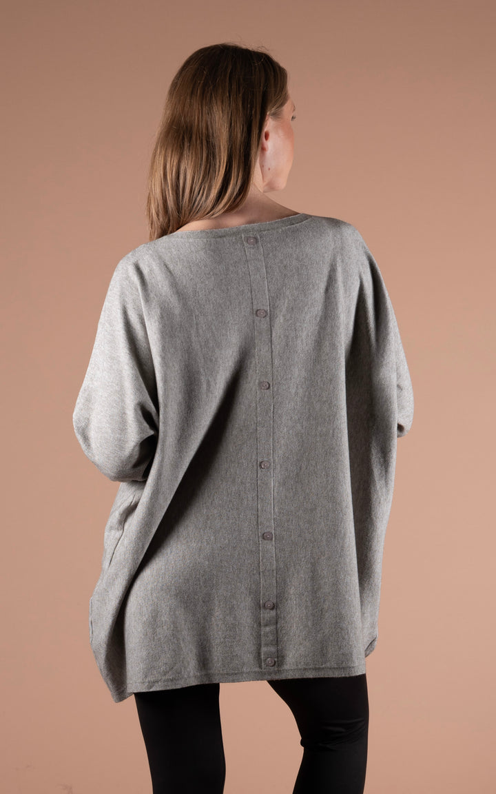 Kori Button Back Top | Grey