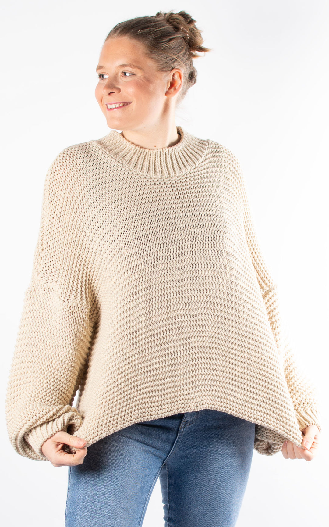 Kyra High Neck Jumper | Beige