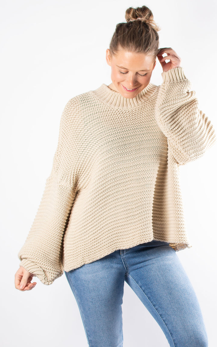 Kyra High Neck Jumper | Beige