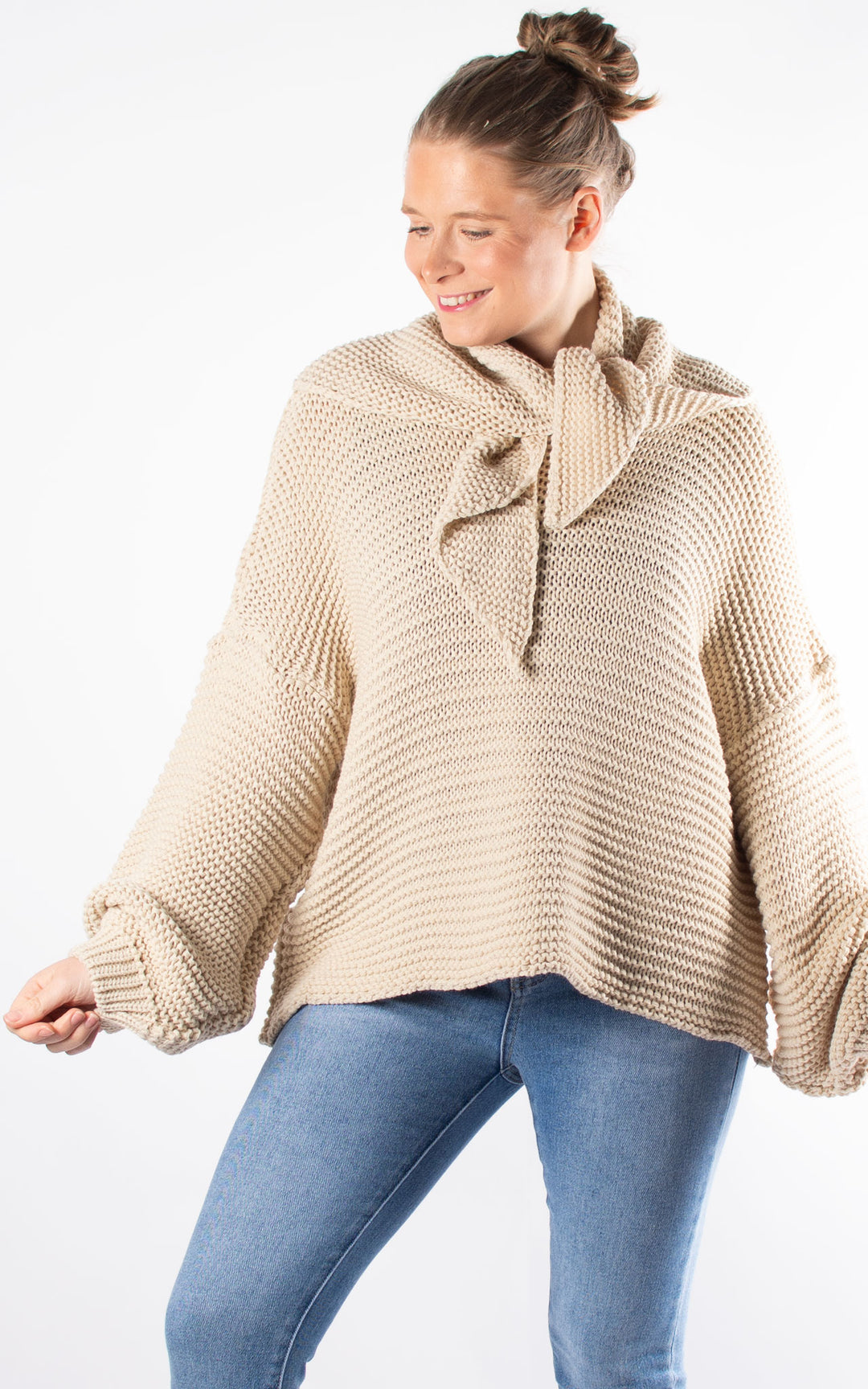 Kyra High Neck Jumper | Beige