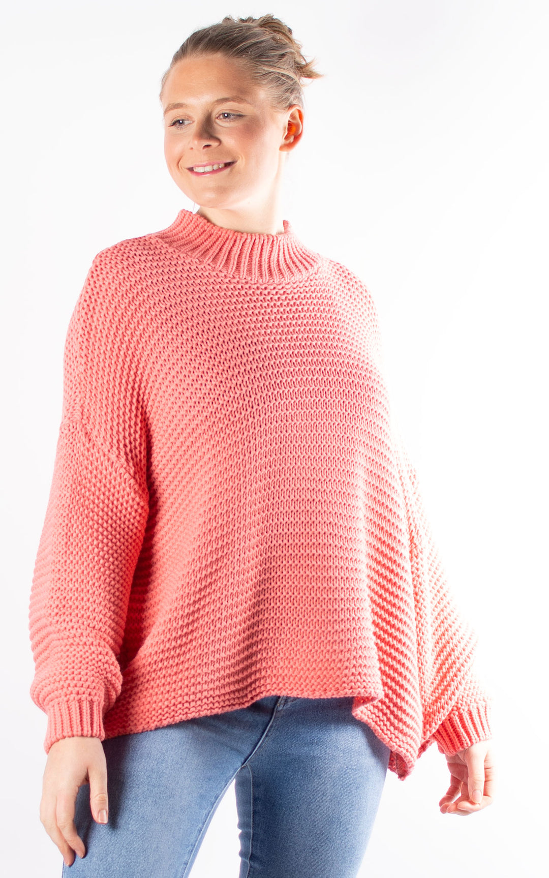 Kyra High Neck Jumper | Coral