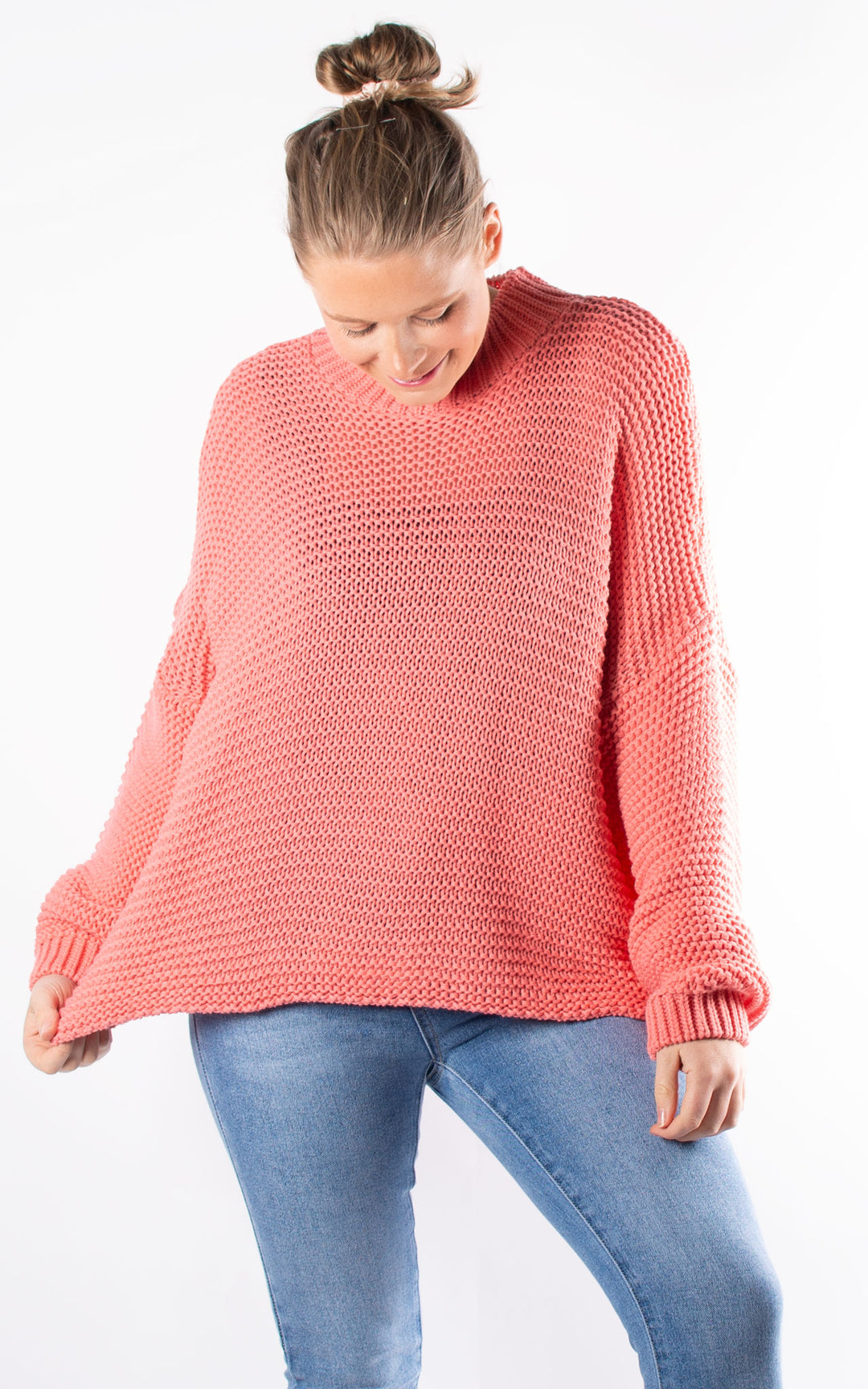 Kyra High Neck Jumper | Coral