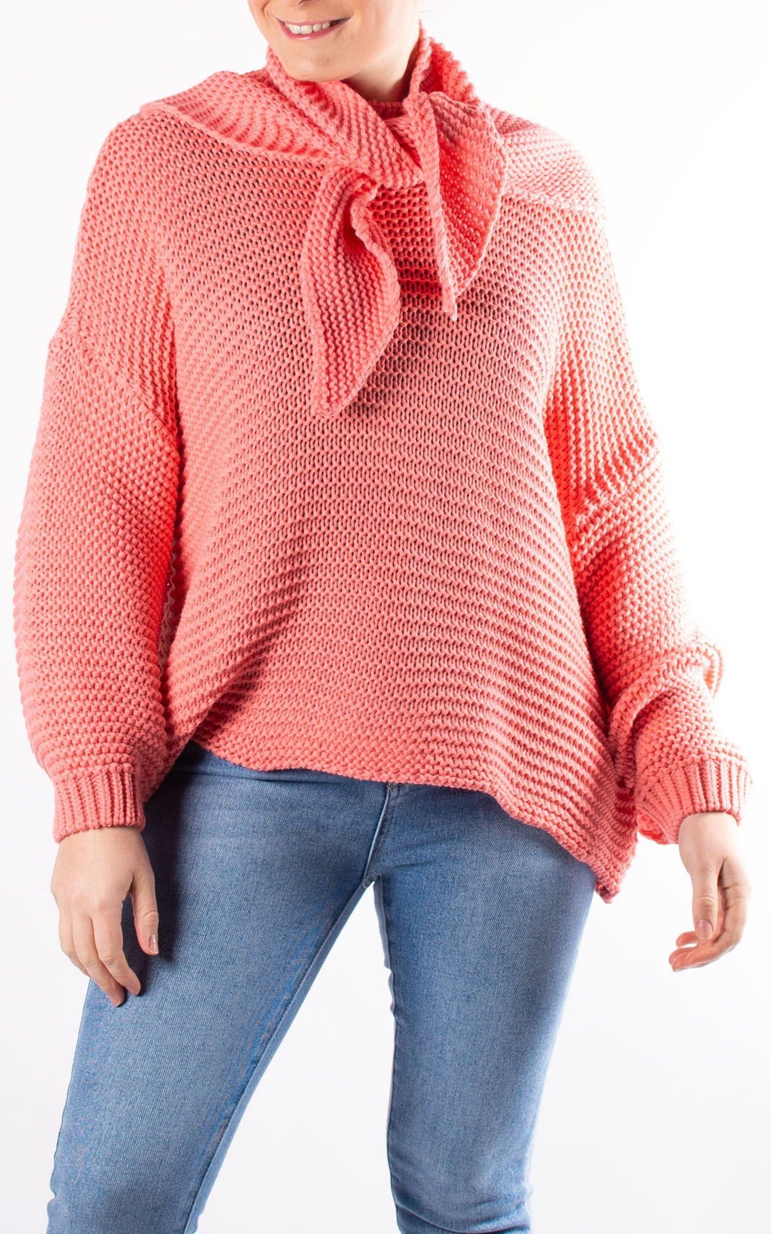 Kyra High Neck Jumper | Coral