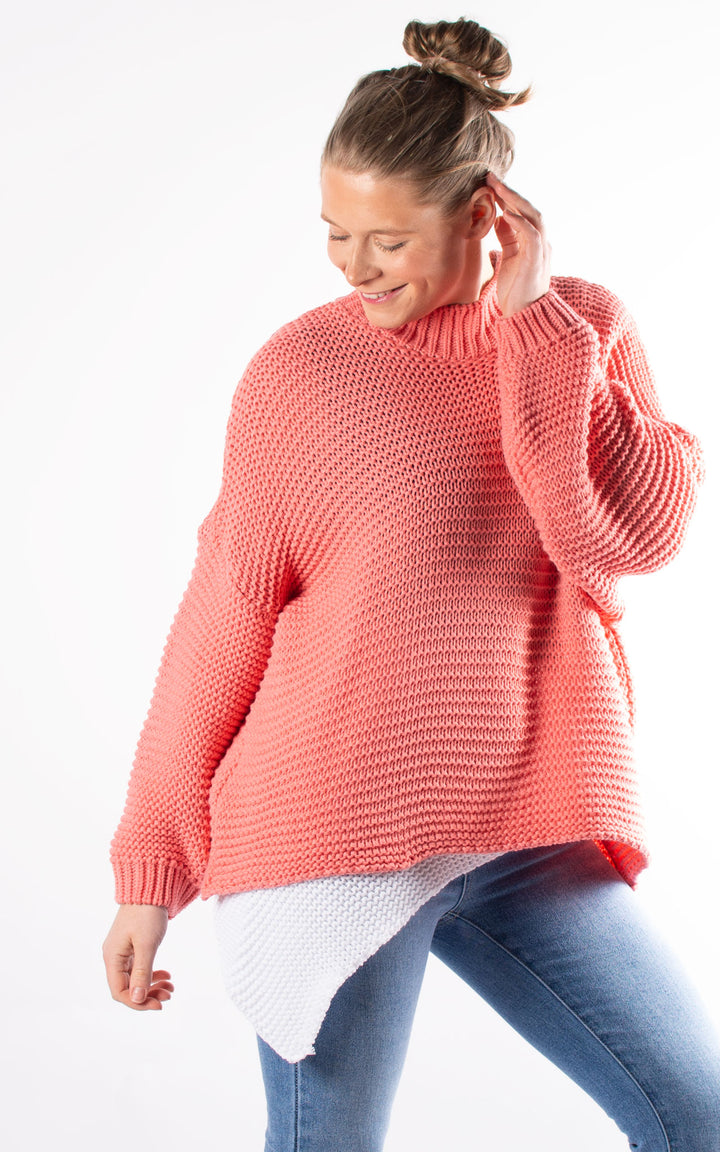 Kyra High Neck Jumper | Coral