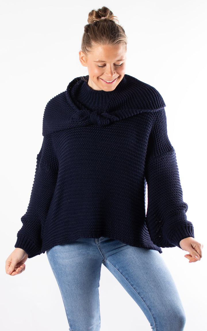 Kyra High Neck Jumper | Navy