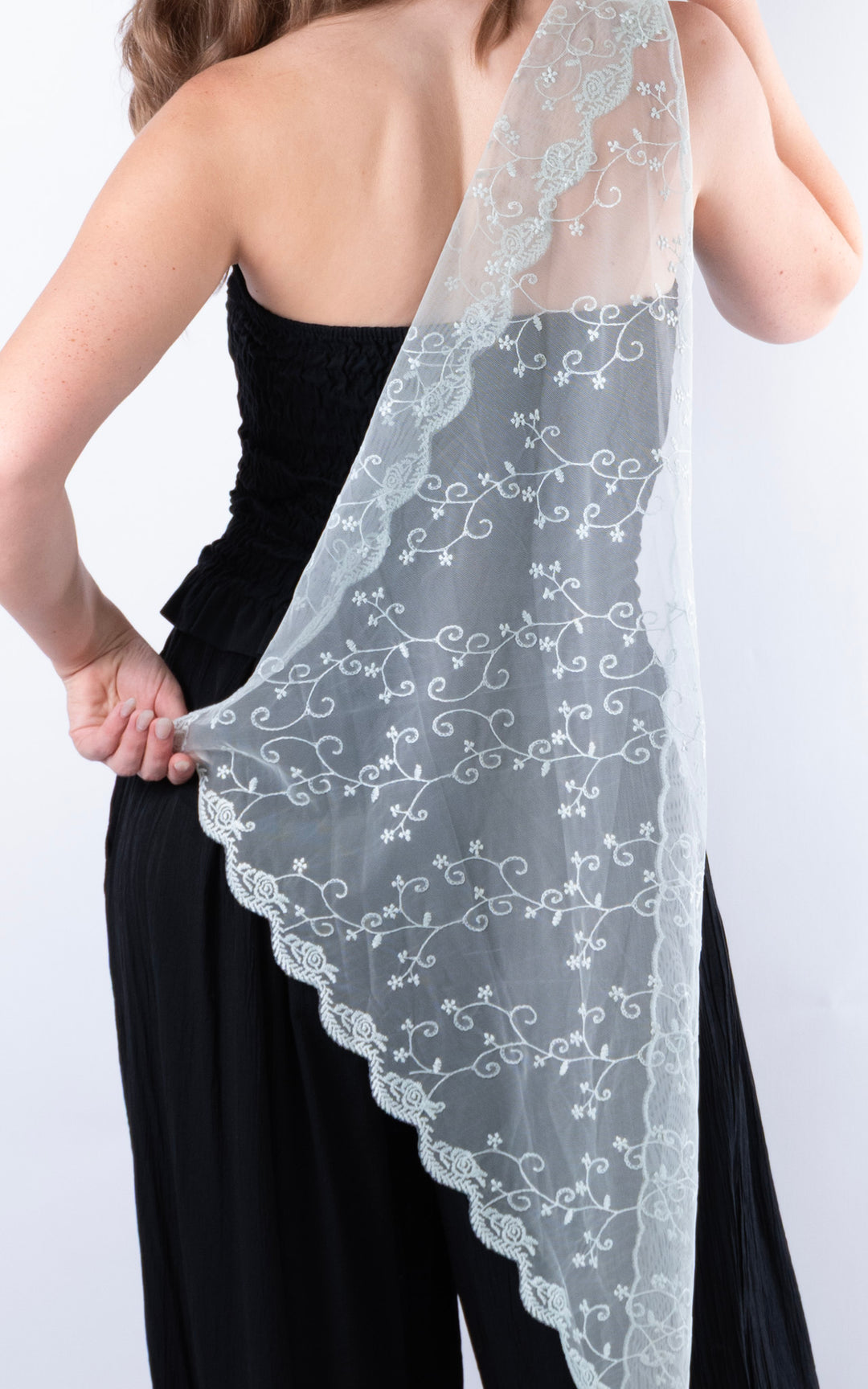 Lace Floral Scarf | Blue