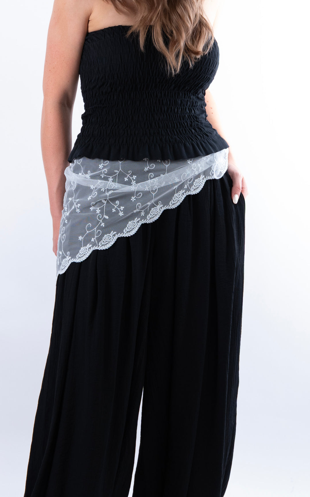 Lace Floral Scarf | Blue