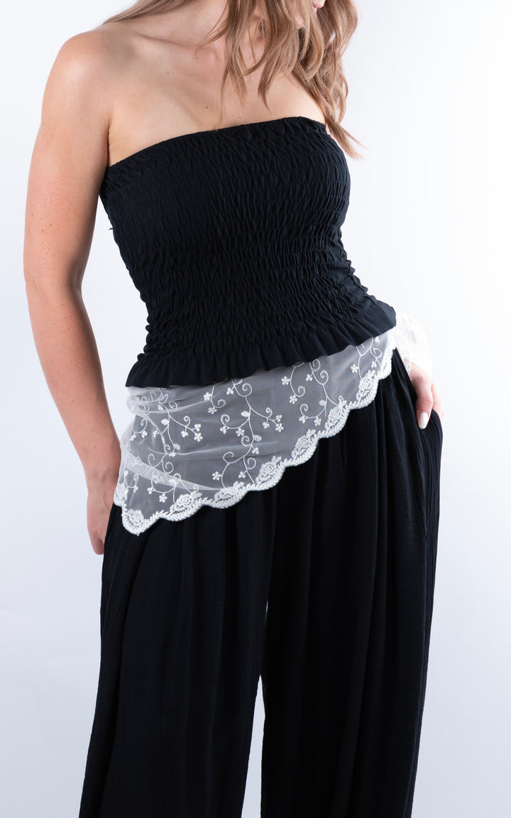 Lace Floral Scarf | Cream
