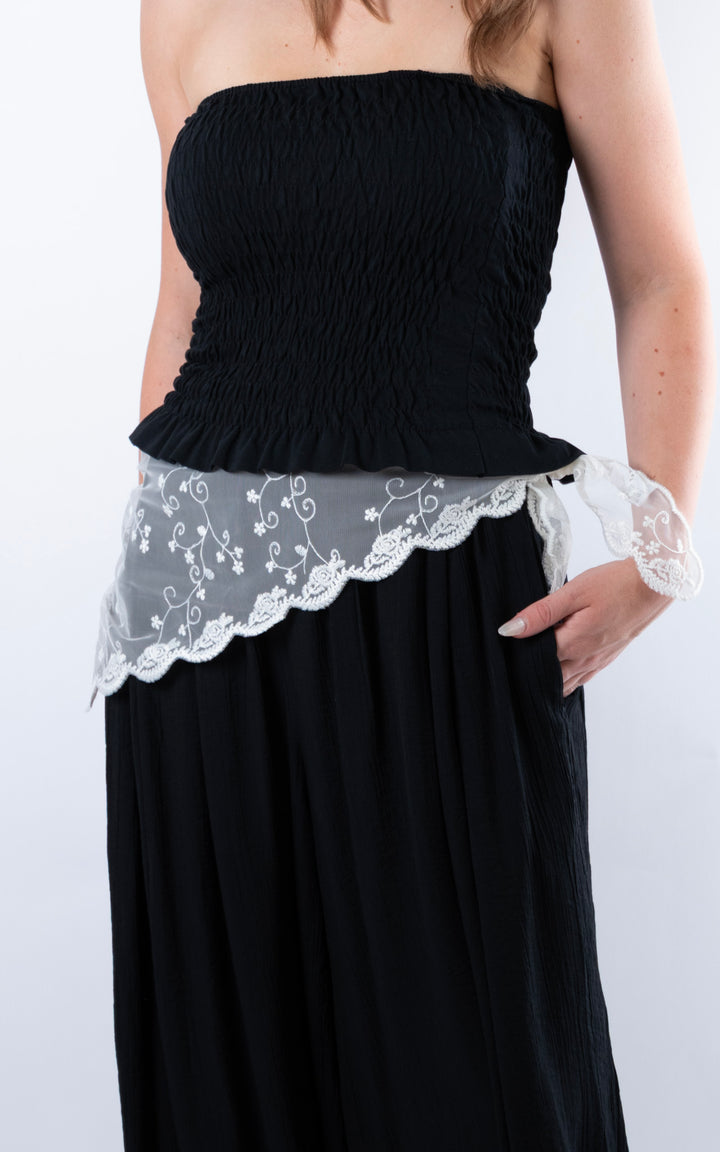 Lace Floral Scarf | Cream