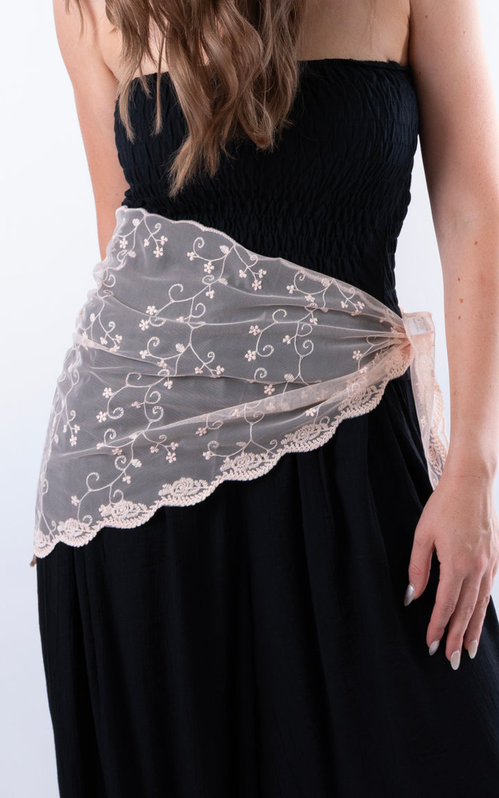 Lace Floral Scarf | Pink