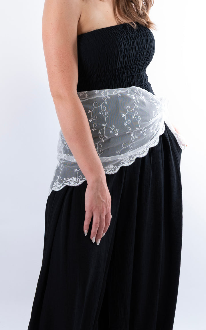 Lace Floral Scarf | White
