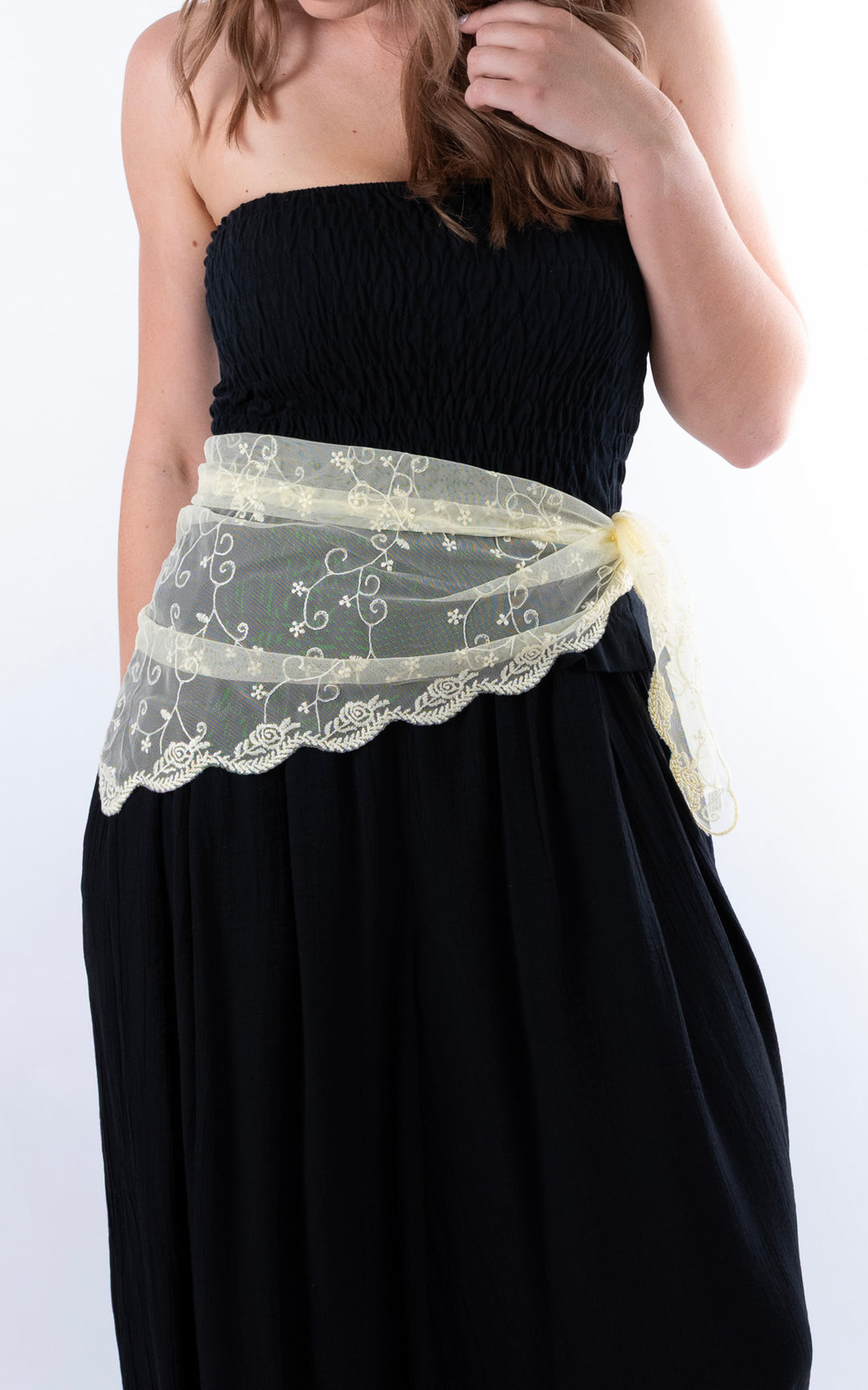 Lace Floral Scarf | Yellow