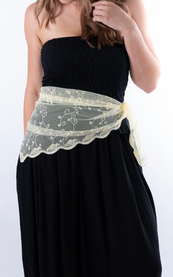 Lace Floral Scarf | Yellow