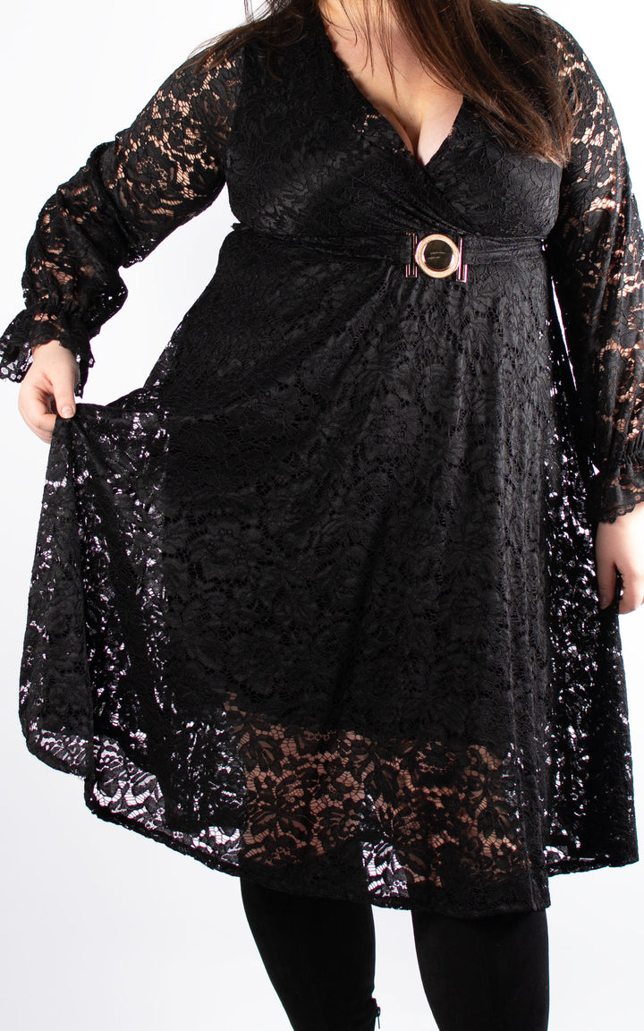 Lace Wrap Dress | Black