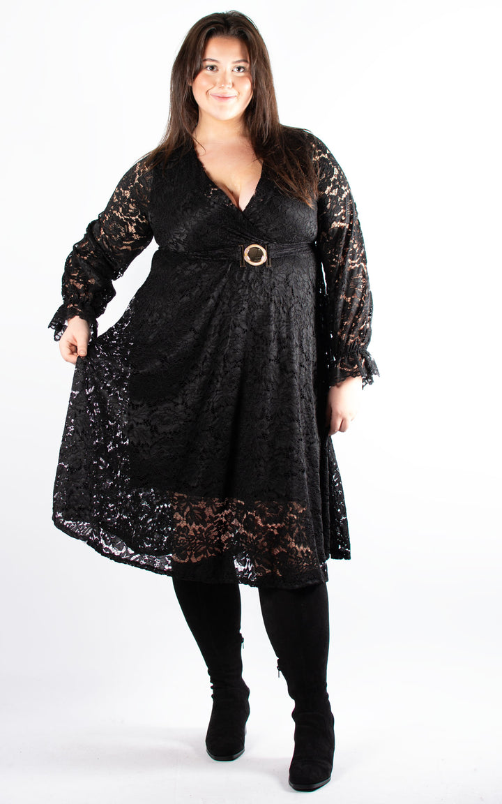 Lace Wrap Dress | Black