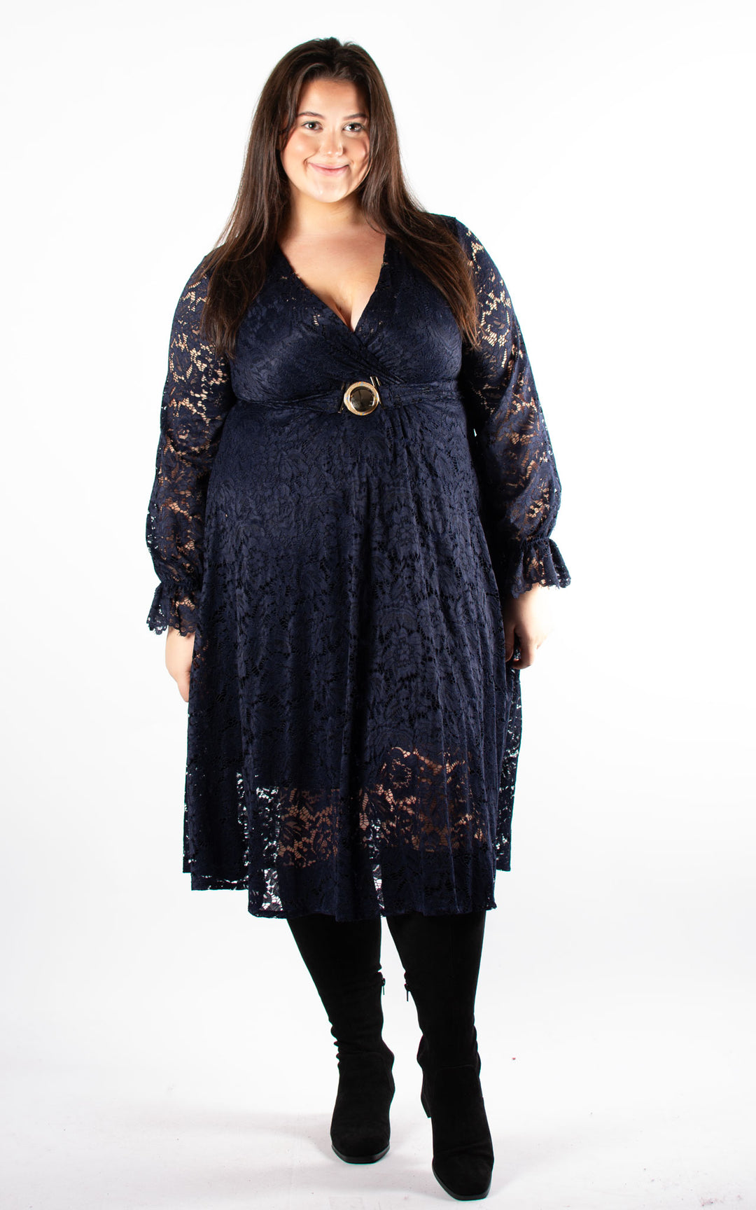 Lace Wrap Dress | Navy