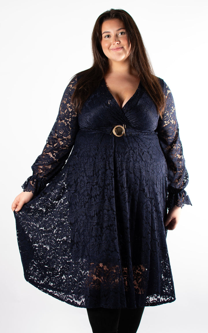 Lace Wrap Dress | Navy