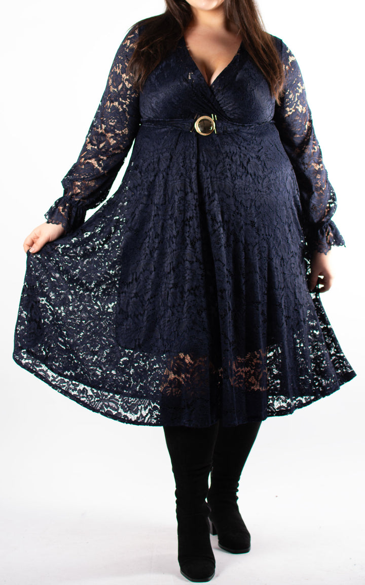 Lace Wrap Dress | Navy