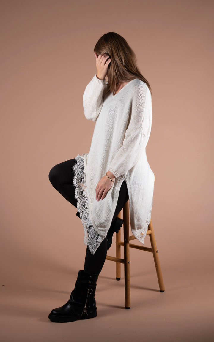 Laurel Asymmetric Jumper | White