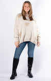 Layla Heart Jumper | Beige & Gold