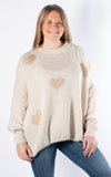 Layla Heart Jumper | Beige & Gold