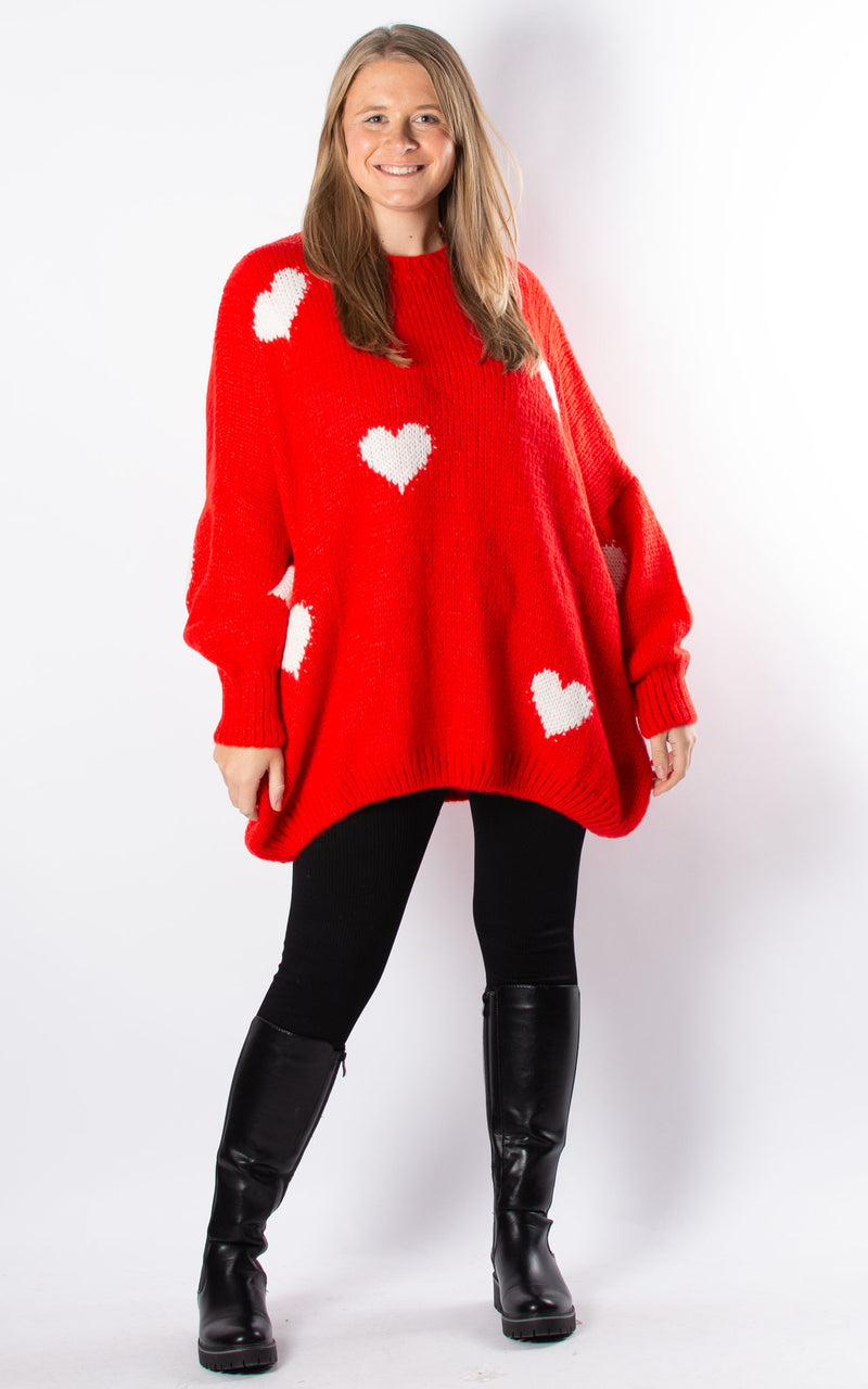 Layla Heart Jumper | Red