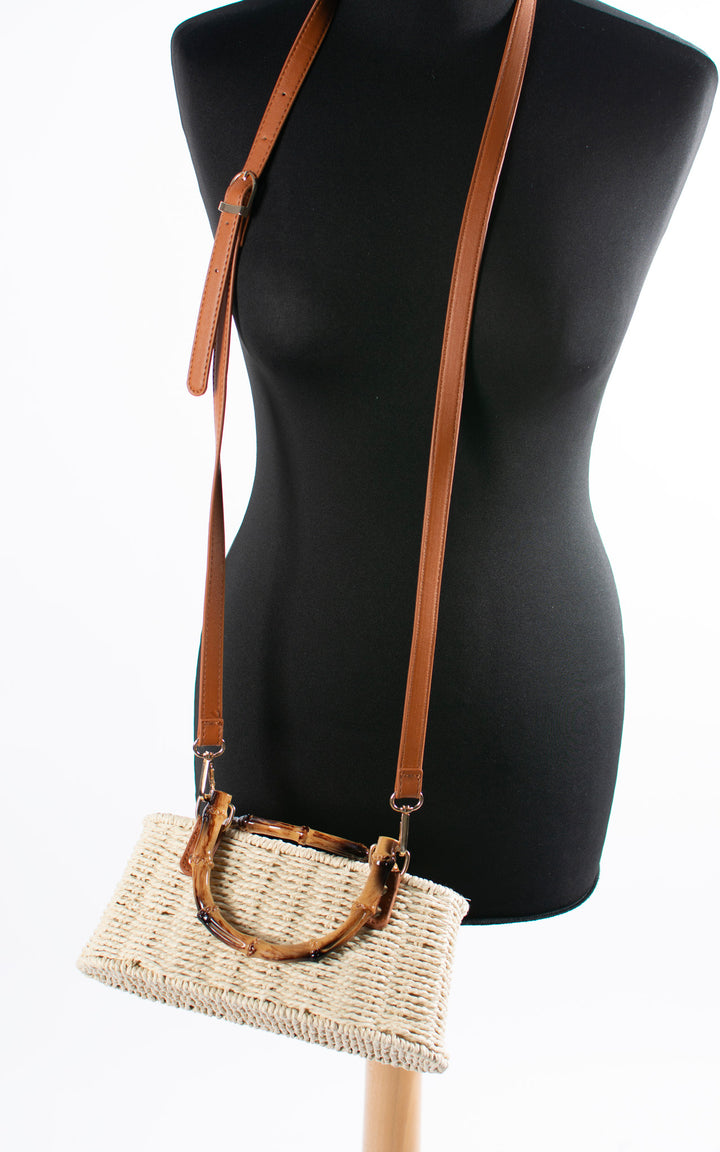 Leah Mini Woven Bag | Beige