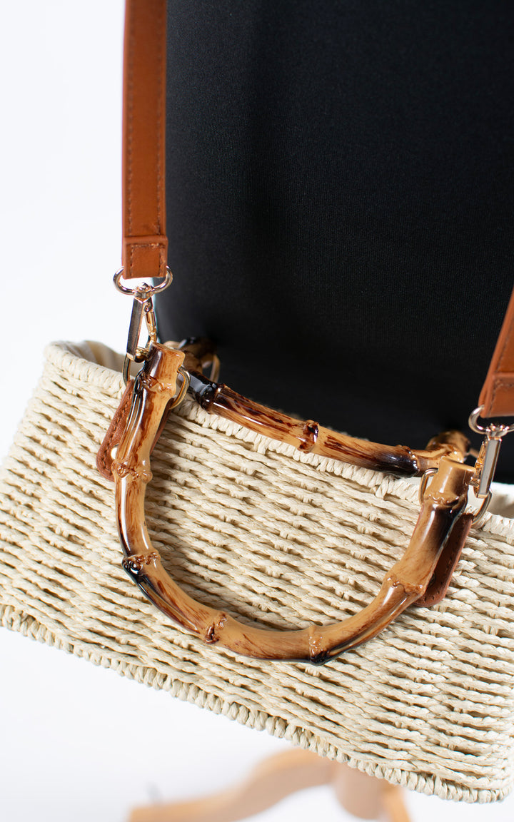 Leah Mini Woven Bag | Beige