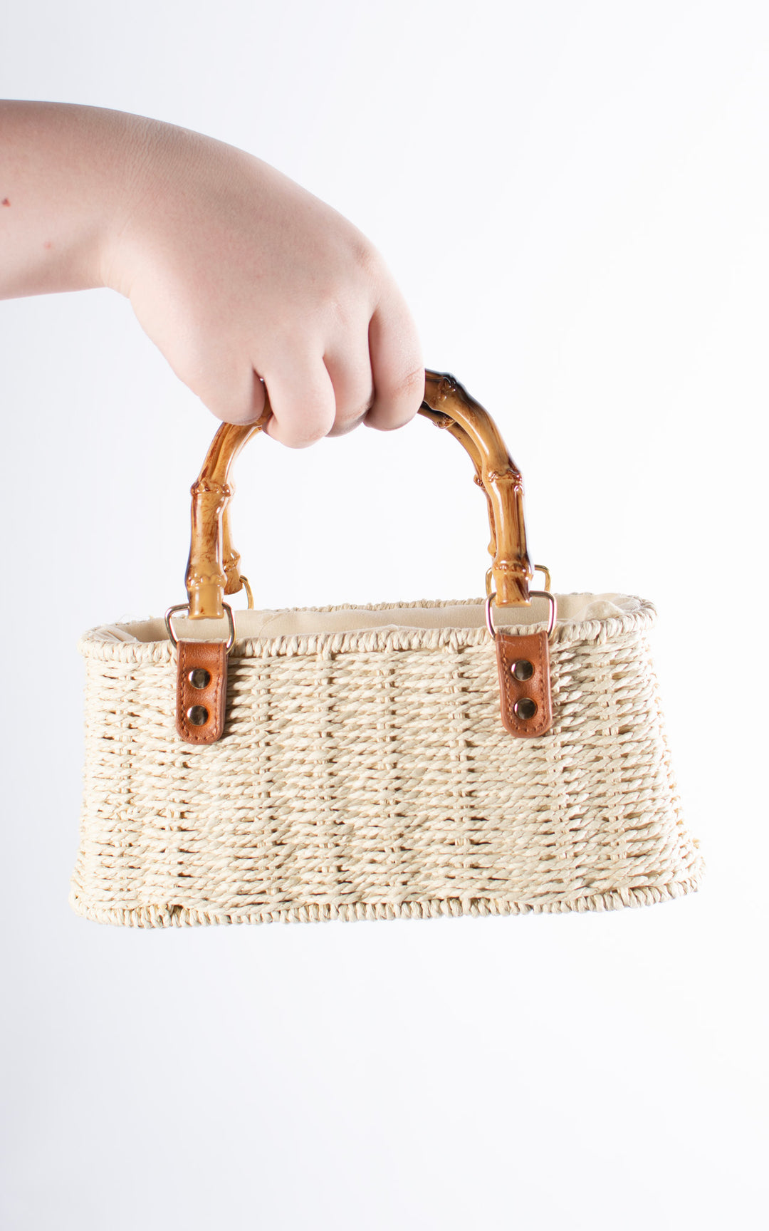 Leah Mini Woven Bag | Beige