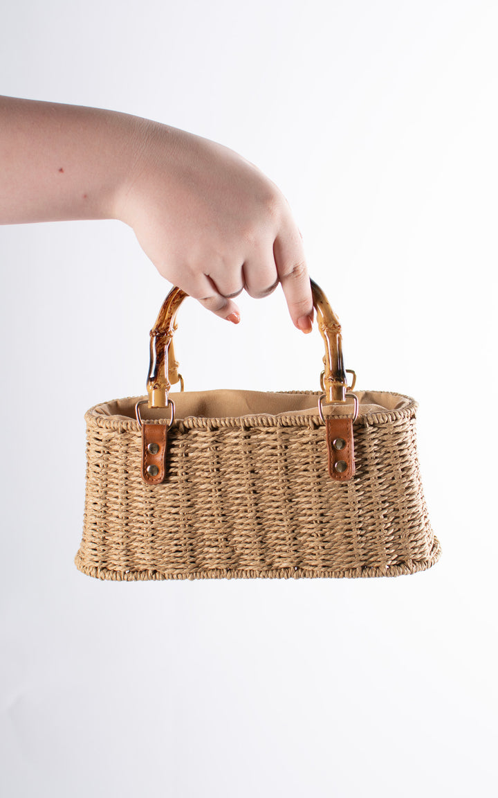Leah Mini Woven Bag | Tan