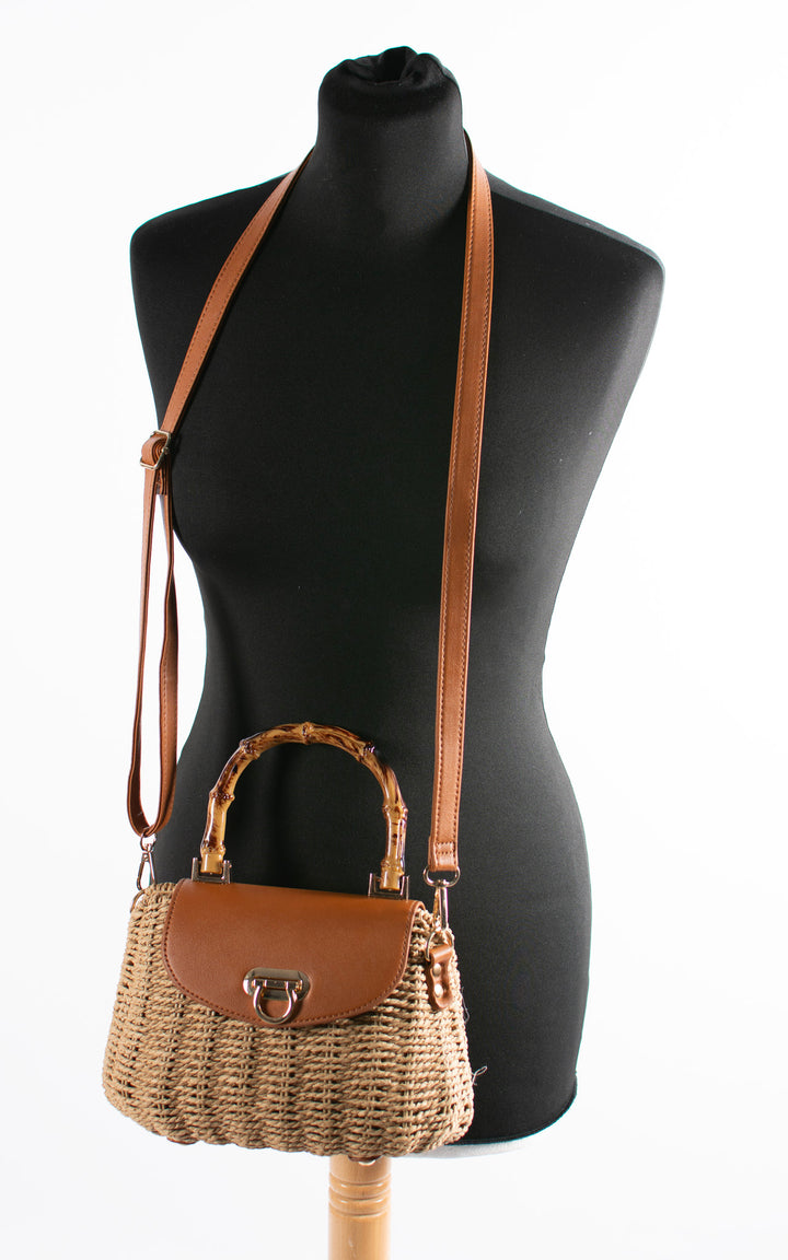 Leah Woven Buckle Bag | Tan