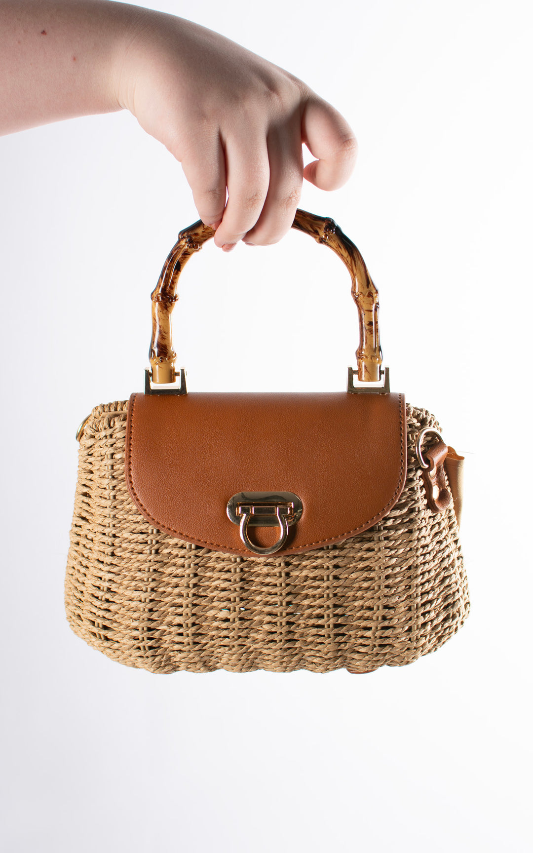 Leah Woven Buckle Bag | Tan
