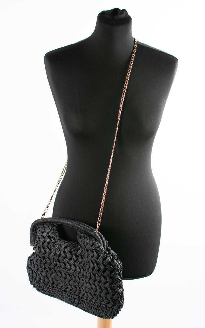 Leah Woven Clasp Bag | Black