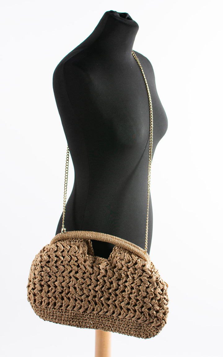 Leah Woven Clasp Bag | Tan