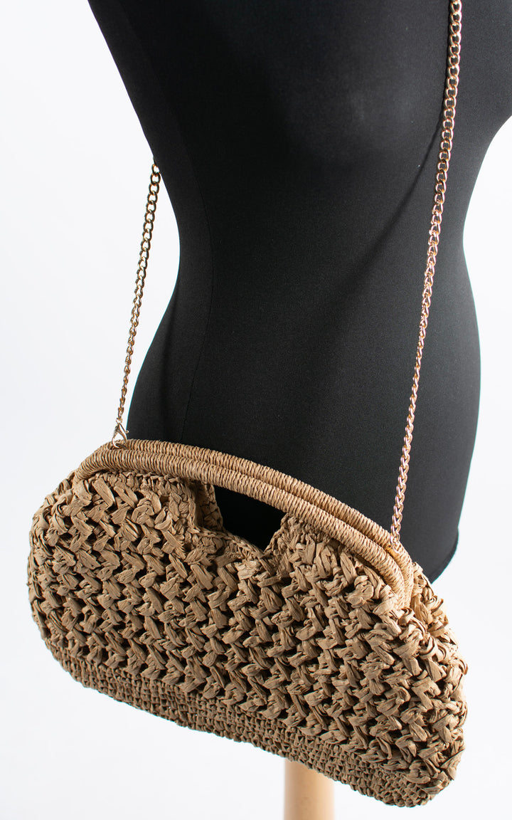 Leah Woven Clasp Bag | Tan