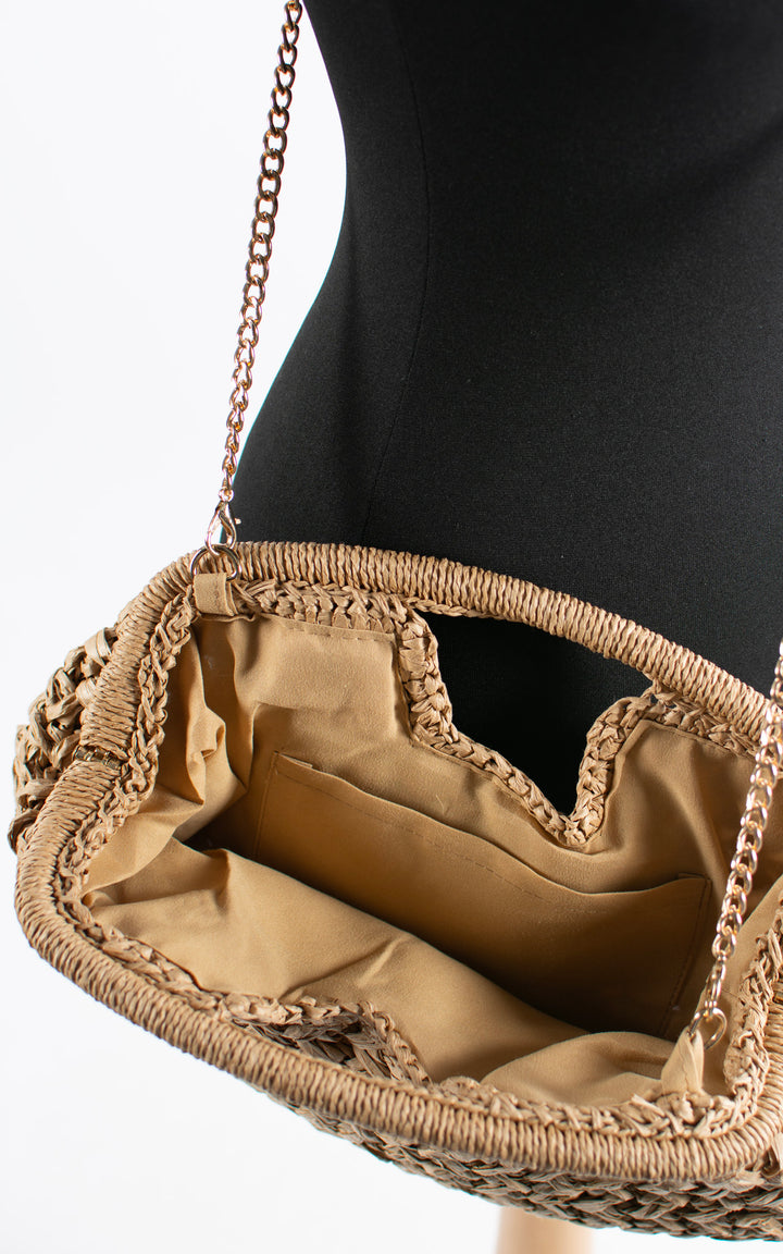 Leah Woven Clasp Bag | Tan