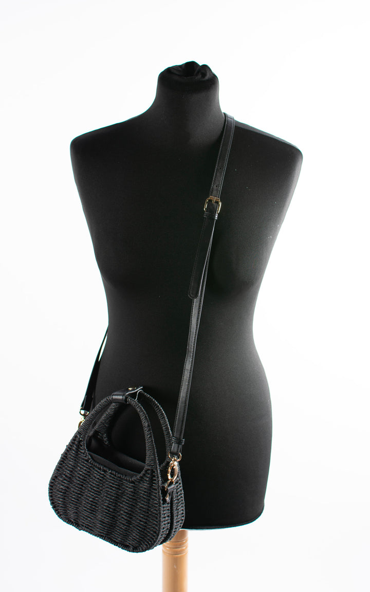 Leah Woven Purse Bag | Black