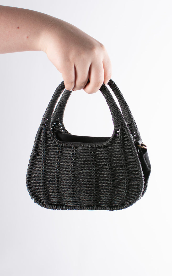 Leah Woven Purse Bag | Black