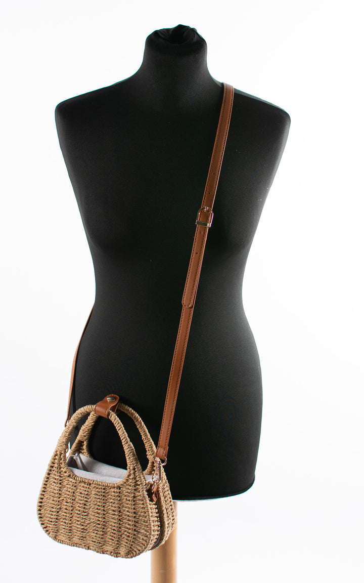Leah Woven Purse Bag | Tan