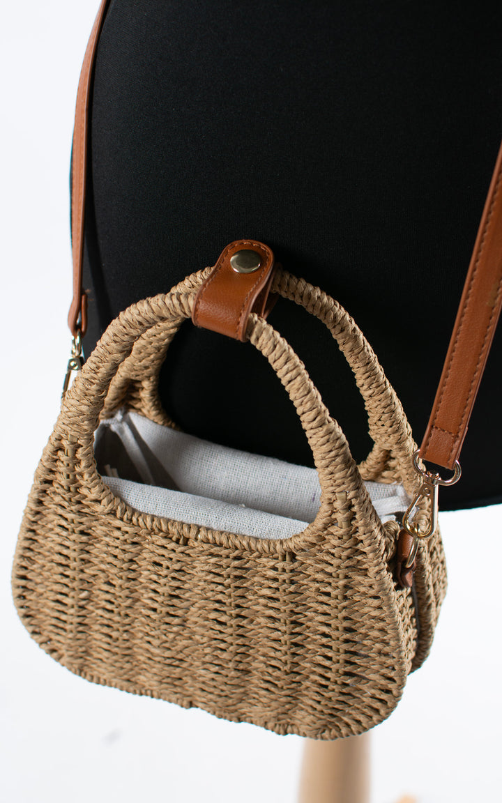 Leah Woven Purse Bag | Tan